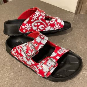 Birkenstock Birki’s Sandals Slides Red Print